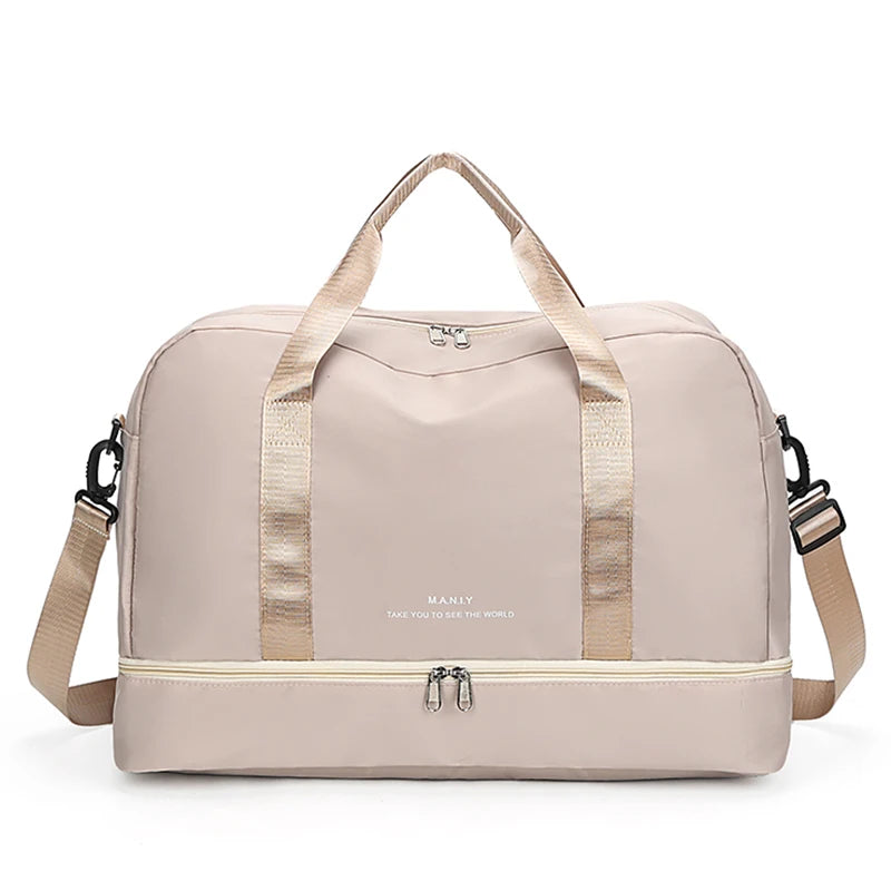 Sac de voyage extensible pour femme — sac de sport & fitness grand volume, bandoulière épaule, sac week‑end/overnight, résistant & léger