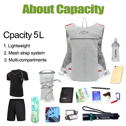 Outdoor Trail Running 5L Ultralight Backpack Hydration Jogging Vest Men Breathable Marathon Bicycle Bag Fitness Running Bag