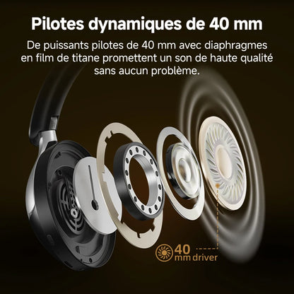 QCY H3 Pro ANC Wireless Bluetooth Headphone Hi-Res Spatial Audio Earphone with LDAC 50dB Active Noise Canceling Over Ear Headset