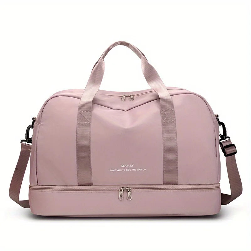 Sac de voyage extensible pour femme — sac de sport & fitness grand volume, bandoulière épaule, sac week‑end/overnight, résistant & léger