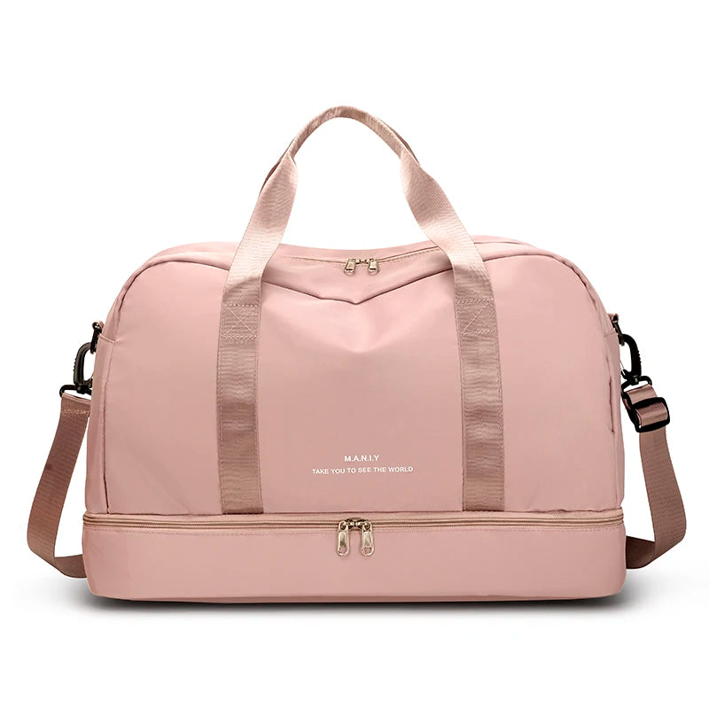 Sac de voyage extensible pour femme — sac de sport & fitness grand volume, bandoulière épaule, sac week‑end/overnight, résistant & léger
