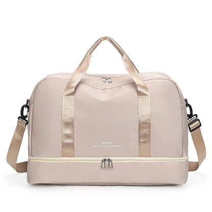 Sac de voyage extensible pour femme — sac de sport & fitness grand volume, bandoulière épaule, sac week‑end/overnight, résistant & léger