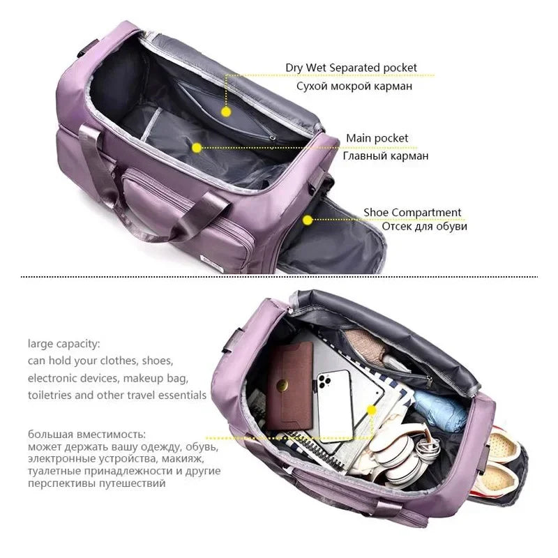 Travel Bag Large Capacity Weekender Carry On Duffle Bags with Shoe Compartment Sports Fitness Bags for Women Shoulder Bag