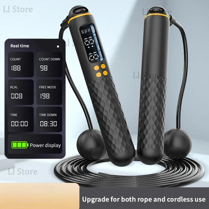 New Rechargeable USB Electronic Technology Jump Rope Wire Rope Adjustable Jump Rope Trainer Digital Wireless Calorie Counter