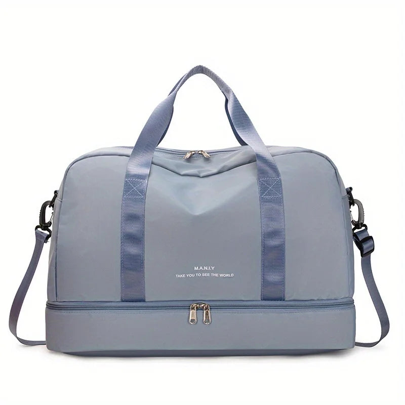 Sac de voyage extensible pour femme — sac de sport & fitness grand volume, bandoulière épaule, sac week‑end/overnight, résistant & léger
